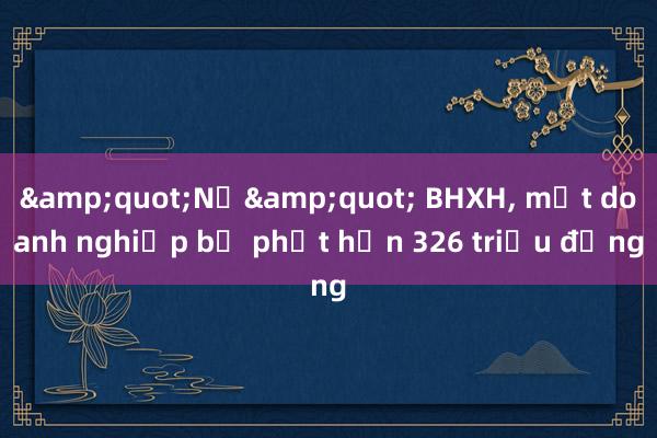 &quot;Nợ&quot; BHXH, một doanh nghiệp bị phạt hơn 326 triệu đồng